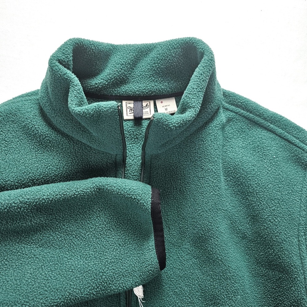 Woolrich Polartec Fleece Jacket Womens Medium Green Full Zip Mock Neck Outdoor